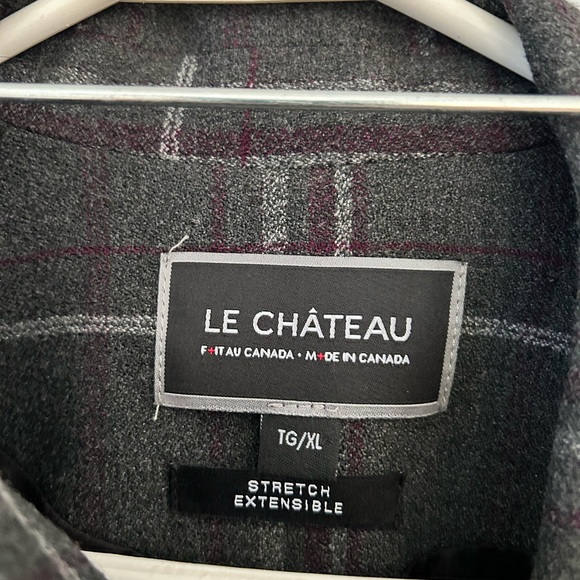 Le Chateau Charcoal and Burgundy Plaid Jacket - Picture 2 of 5